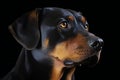 Portrait of a purebred doberman dog on a black background Royalty Free Stock Photo