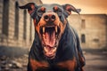 Portrait of a purebred doberman dog with open mouth Royalty Free Stock Photo