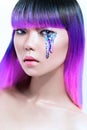 Portrait of purple hair asian woman