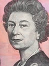 Portrait of Queen Elizabeth II - Australian 5 dollar bill Royalty Free Stock Photo