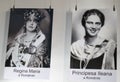 Portrait of Queen Maria and Princess Ileana, photos displayed inside Bran Castle in Romania. Romania, Bran, September, 19,2019