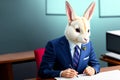 Portrait of rabbit like business worker