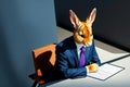 Portrait of rabbit like business worker