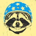 Portrait of Raccoon with Helmet.