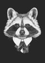 Portrait of Raccoon in suit.