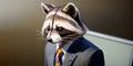 Portrait of racoon like business worker