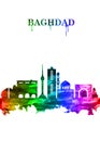 Baghdad Iraq skyline Portrait Rainbow Royalty Free Stock Photo