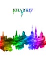 Kharkiv Ukraine skyline Portrait Rainbow