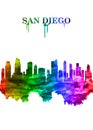 San Diego California skyline Portrait Rainbow Royalty Free Stock Photo