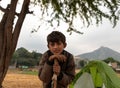 Portrait of a boy at pushkar camel festival