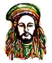 Portrait of rastaman. Jamaica theme. Reggae concept design. Tattoo art. Royalty Free Stock Photo