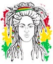 Portrait of rastaman. Jamaica theme. Reggae concept design. Tattoo art. Royalty Free Stock Photo