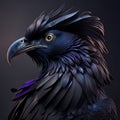 Portrait of a raven with a dark background. 3d rendering Generative AI