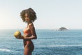 A mixed young woman on the beach Royalty Free Stock Photo