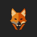 Portrait of a red dog on a black background. Vector illustration of a fox in flat style