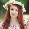 Portrait of a red-haired freckled woman Royalty Free Stock Photo