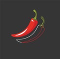 Portrait of red hot chilly peppers over dark background vector or color illustration Royalty Free Stock Photo