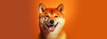 Portrait of Red Shiba Inu Dog on a Yellow and Orange Background - Generative Ai Royalty Free Stock Photo