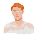 Portrait of a redhead guy with glasses. Vector illustration avatar of stylish businessman