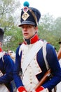 Portrait of a reenactor dressed as Napoleonic war soldier