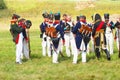 Portrait of reenactors dressed as Napoleonic war French soldiers