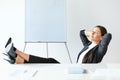 Portrait of relaxed business woman sitting with legs on desk Royalty Free Stock Photo