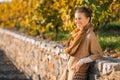 Portrait of relaxed elegant woman in autumn outdoors Royalty Free Stock Photo