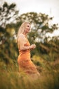 Portrait of a relaxed middle aged woman outdoors Royalty Free Stock Photo