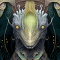 Portrait of reptiloid, dark fantasy illustration Royalty Free Stock Photo