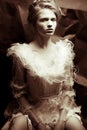 Portrait in retro style of a queen like young woman Royalty Free Stock Photo