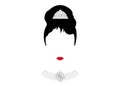 Portrait retrÃÂ² woman, diva with Pearl jewelry, minimal Audrey illustration