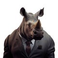 Portrait of a Rhino dressed in a formal business suit