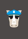 Portrait of rhino, wearing something, cool style, cops cosplay Royalty Free Stock Photo