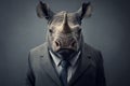 Portrait of rhinoceros in a business suit