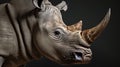 portrait of a rhinoceros. a charging rhino in a cloud of smoke. AI Generative