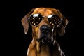Portrait Rhodesian Ridgeback Dog With Sunglasses Black Background Royalty Free Stock Photo