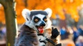 Portrait of ring-tailed lemur.