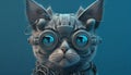 robotic mechanist American shorthair cat with glasses Royalty Free Stock Photo