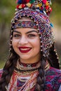 Portrait of a Romanian woman wearing traditional national costume