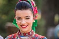 Portrait of a Romanian woman wearing traditional national costume