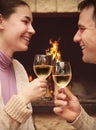 Portrait of a romantic couple toasting wineglasses Royalty Free Stock Photo