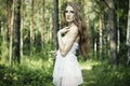 Portrait of romantic woman at fairy forest