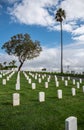 Portrait rows of tombstones, Rosecrans Cemetery, San Diego, CA, USA Royalty Free Stock Photo