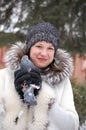 Portrait of the Russian girl with pigeon