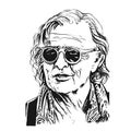 Portrait of Rutger Hauer hand drawn sketch. Vector Royalty Free Stock Photo