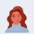 Bruised face woman portrait, domestic violence and abuse victim cartoon vector illustration