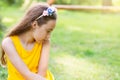 Portrait of a Sad beautiful teen girl dreaming outdoors. Place Royalty Free Stock Photo