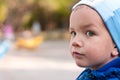 Portrait of sad boy on playground Royalty Free Stock Photo