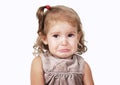 Portrait of sad crying baby girl isolated on white Royalty Free Stock Photo