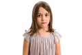 Portrait of sad crying emotional girl child looking at camera Royalty Free Stock Photo